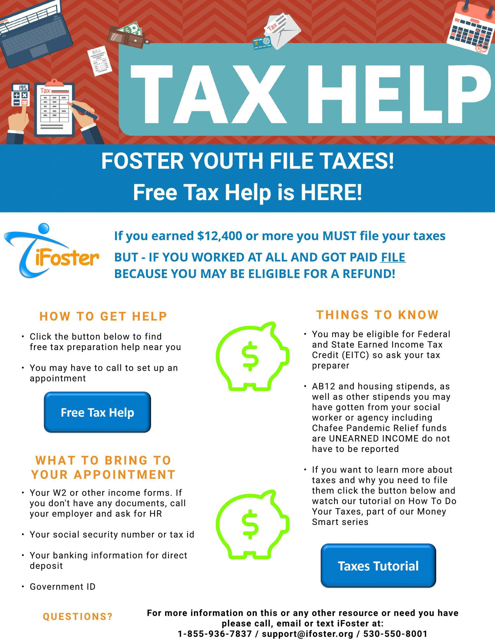 FOSTER YOUTH FILE TAXES!  Free Tax Help is HERE!